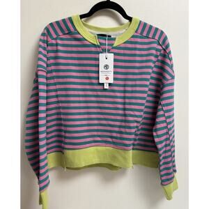MEROKEETY Striped Long Sleeve Pullover Top Women’s Size Small Pink Green